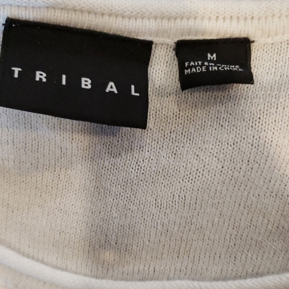 Tribal White Pointelle Sweater Size Medium - Picture 4 of 8